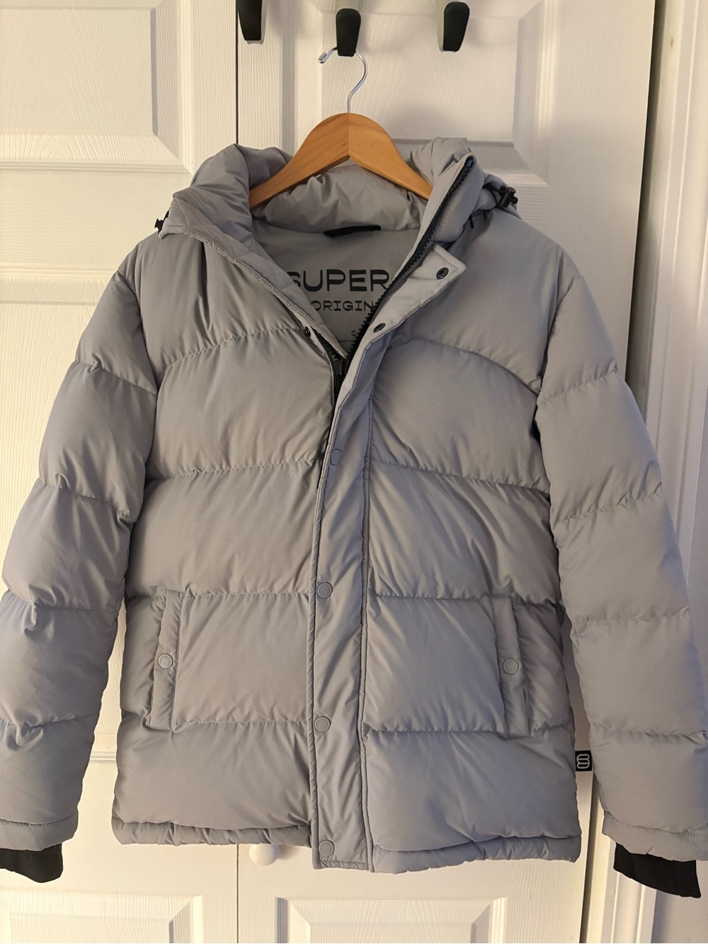 Aritzia Light Blue Women's Super Puff Jacket with Hood